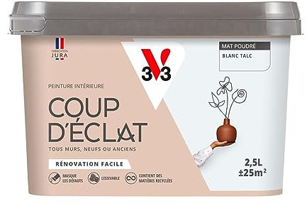 V33 Peinture murale intérieure Coup d'Éclat® Blanc talc Mat Poudré 2,5L
