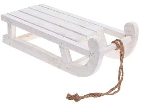 Sesua Holz Dekoschlitten weiß Shabby Used-Look - 31 x 14,5 cm - Holzschlitten Basteln Dekorieren - Weihnachtsdeko Miniatur Schlitten Winter Weihnachten Tischdeko