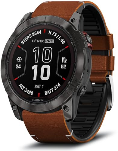 LanQii 22mm QuickFit Armband für Garmin Tactix 8 47mm/Garmin Descent G2/G1 Solar/Epix (Gen 2)/Epix, Leder+Silikon Ersatzarmband für Garmin Fenix E 47mm/Fenix 8 47mm/7 Pro/7/6/6 Pro/5/5 Plus - Braun