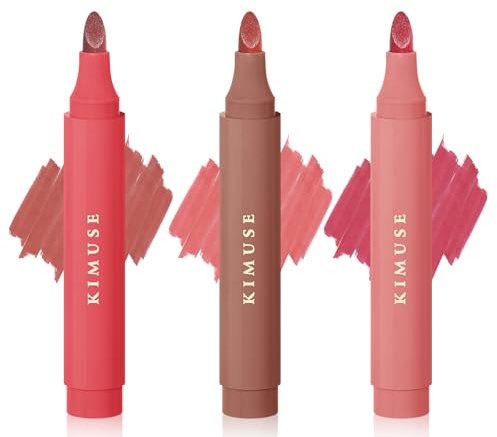 KIMUSE Lip Stain Tip Marker Set, Long Lasting Waterproof Smudgeproof Lip Liner Stain, Matte Natural Finish, All Day Wear Lip Color