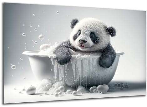 DARO Design - Toiletten-Bild auf 6mm HDF 40x30 cm Baby Panda in der Badewanne - Wand-Deko Bilder Lustiges Geschenk