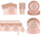 YaYaFunFun 69pcs Rose Gold 21st Birthday Party Tableware Set with 32P Paper Plates, 20P Napkins, 1P 21st Table Cloth, 16P Paper Cups for Women's Birthday Party Decorations