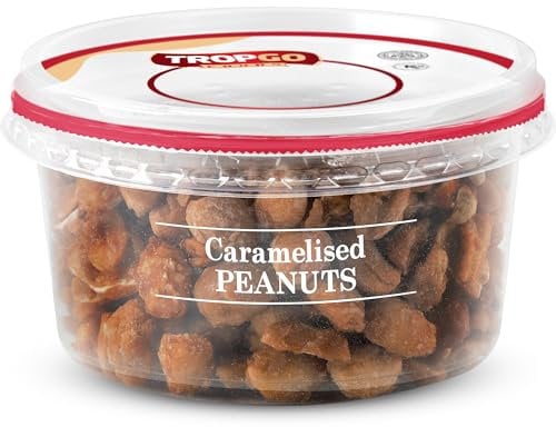 Tropgo Caramelised Peanuts 200g - Sweet Nuts in a Resealable and Recyclable Nut Tub - Wholesome Trail Mix with Fibre Protein and Essential Minerals - Healthy Nuts for All Ages