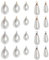 FDCGAS kettenanhänger silber - 20 Stück perlen anhänger, Perlenanhänger in Tropfenform, rund, künstliche Perlen, Charm, Wassertropfen, Perlen, baumeln für Schmuckherstellung,Ohrring,Halskette