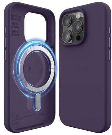 elago Magnetic Silicone Case Compatible with iPhone 15 Pro Case, Compatible with MagSafe All Accessories,Built-in Magnets,Premium Silicone,Full Body Protective Cover [5 Layer Structure] (Deep Purple)
