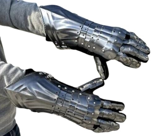 Mittelalterliche Panzerhandschuhe historische Nazgul Armhandschuhe Eisen Stahl Ritter Larp Krieger Gauntlet Kreuzritter Arm Handschuhe Rollenspiel Kostüm, silber, Einheitsgröße