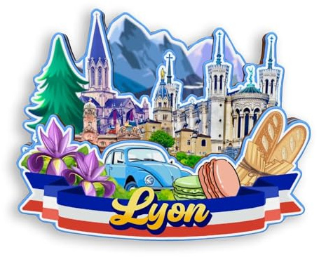 Quwsne Kühlschrankmagnet Lyon, Frankreich, Kühlschrankmagnet, Stadt, Reise, Souvenirs, Touristengeschenke, 3D, klassische Sehenswürdigkeiten, handgefertigt, Handwerk, Heimdekoration -1315