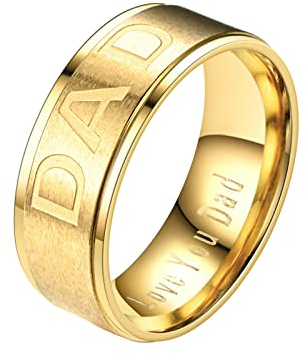 CCOOfhhc Vatertagsring „LOVE YOU DAD“, Vatertagsgeschenk ene Männer Ringe (Gold, C)