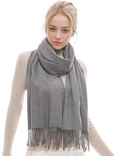 RIIQIICHY Schal Damen Winter Schals Tücher Winterschal Kuschelig Xxl Grau Damenschal Pashmina Herbst Frauen Kaschmir Schal mit Fransen