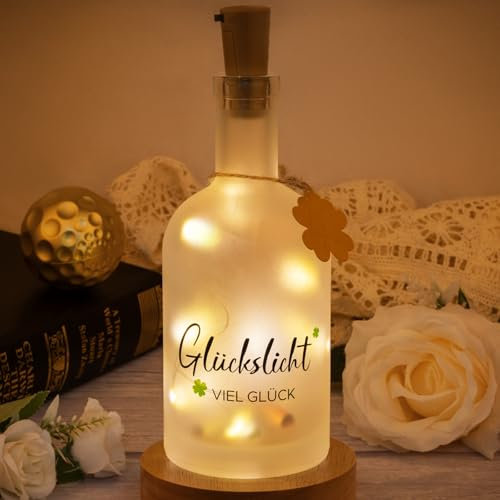 TUZELIYA LED Flaschenlicht mit Spruch Glückslicht - Geldgeschenke Geburtstag - Geschenke für Frauen Freundin Lieblingsmensch - Geburtstag Hochzeit Muttertag Weihnachten - Mutmacher Geschenk