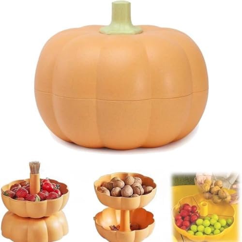 Pumpkin Snack Holder,Stacked Pumpkin Snack Holder,Pumpkin Serving Bowl,Pumpkin Snack Tray Removable Dry and Wet Separation Layers,Stacked Pumpkin Snack Holder for Halloween Party Home Decor (Orange)