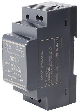 Stonenect Transformateur d'alimentation DC 24 V 1,5 A 36 W HDR-30-24 Din-Rail Alimentation à découpage Alimentation modulaire Montable pour automatisation industrielle Boîtes de distribution