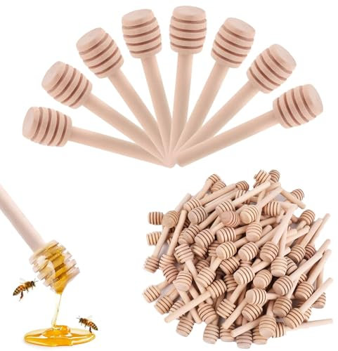 gvivej Cuillère à Miel en Bois, Lot de 50 Cuillères à Miel 8 cm, Mini Cuillères à Miel en Bâtonnets de Miel, pour Confiture de Miel, Pots de Miel, Distributeurs de Miel