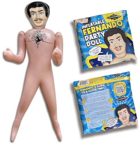 merrimix Bambola gonfiabile Fernando Gag da 150 cm, regalo per uomini e donne, addio al celibato, bomboniere e decorazioni | divertente regalo a sorpresa per adulti (con confezione regalo)