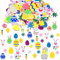 ParPix Glitzer Konfetti Ostern Deko Aufkleber, 300 Stk Blumen Ostereier Hasen Streudeko Ostern,Bunt Oster Tischdeko,Hase Ei Küken Osterdeko Sticker für Oster Party Kinder,Deko Basteln Ostern Geschenke