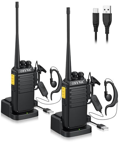 eSynic Professional Digital Walkie Talkie for Adult Long Range 2PACK Rechargeable Walkie Talkies with VOX Function Earpieces Hand Free 2 Way Radio Noise Reduction for Indoor & Outdoor
