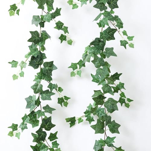 Saituo Home 2 Stücke Efeu Künstlich 195cm Fake Efeu Künstliche Pflanzen Hängepflanze Künstlich Efeu Deko Aesthetic Wand Deko Efeutute für Hochzeit Balkon Garten Festival Dekorationen(grün)