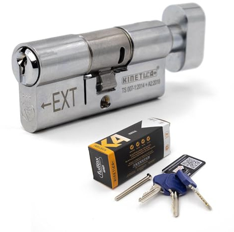 Fullex Kinetica+ K4 3* Thumbturn Door Lock - Chrome, 45/50, 4 Keys