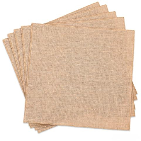 Ueiwffzo Tischset Jute, 6er Set Platzset Boho, 50 * 50cm, Hitzebeständig Platzdeckchen Abwaschbar, Placemat für Esszimmer Küche Hochzeit Party