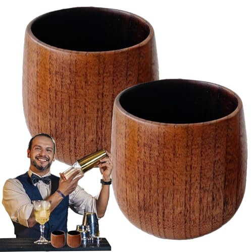 Fabixoin Charred Whiskey Wooden Cup, Wooden Whiskey Glass, Chinese Carbonized Jujube Wood Cups | Rustic Drinking Glass, Adorable, Classical Charred Oak Barrel Bourbons Drinking Glasses Vessel