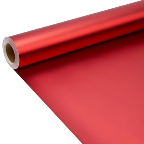Rouleau de papier cadeau rouge mat, 9 m x 43 cm, couleur unie, effet nacré, pour anniversaire, Noël, baby shower, décoration de cadeaux de festival