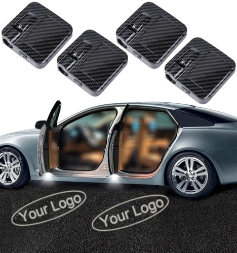 NewL 4Stk Individuelles Logo Bild LED Autotür Begrüßungslicht Projektor | Personalisierte Türlichter. Carbon-Muster, Lichtsensor. Automatische Projektion. Jedes Logo möglich. für alle Autotüren