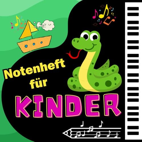 Notenheft für Kinder: Perfekt für den Musikunterricht – mit Notentheorie, Stickern & Online-Training – 6 Systeme, viele Motive