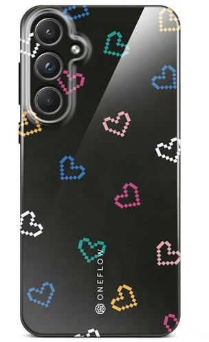 ONEFLOW Splash Cover für Samsung Galaxy A55 5G Hülle mit Design Muster, Handy Schutzhülle mit Kameraschutz, Case Bedruckt extra dünne Handyhülle, Schwarz Retro Herzen