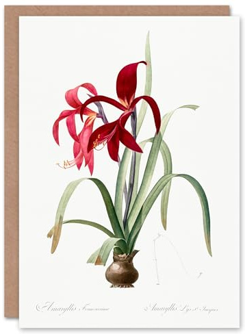 Artery8 Pierre-Joseph Redouté Art Card Aztec Lily Vintage Botanical Illustration