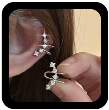 Aneneiceera Boho Kristall Ohr Manschette Ohrringe Silber Strass Manschette Kletterer Ohrring Cz Knorpel Crawler Wrap Ohrring Cz Kein Piercing Ohrringe Schmuck Für Frauen 2pcs