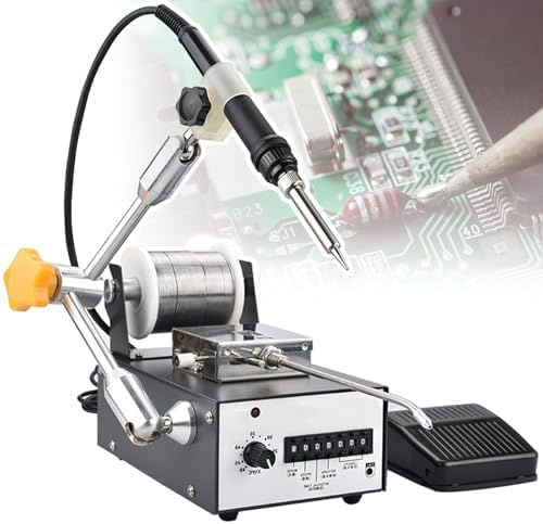 Soldering Machine, 60W Auto Soldering Kit with Handle Pedal and Hand Press, Circuit Board Wick Lead-Free Soldering Iron for Electronics Repair