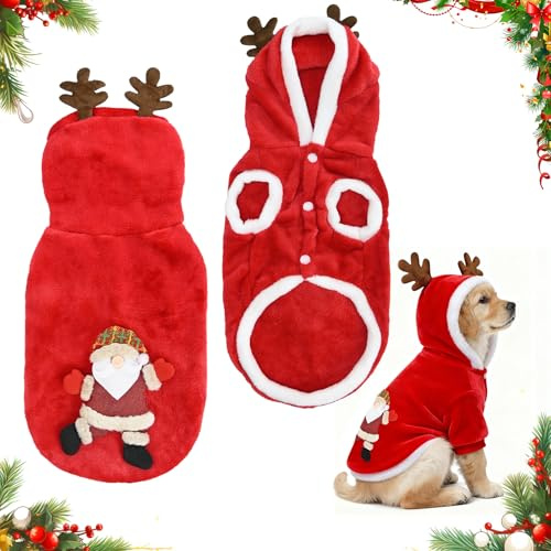 KOOOGEAR Weihnachten Haustier Kleidung,Hundekostüm Weihnachte,Katzenkostüm Weihnachten,Haustier-Elch-Weihnachtskostüm,Warme Hoodies,Winter Mantel für Haustierkleidung (Weihnachtsmann, M)