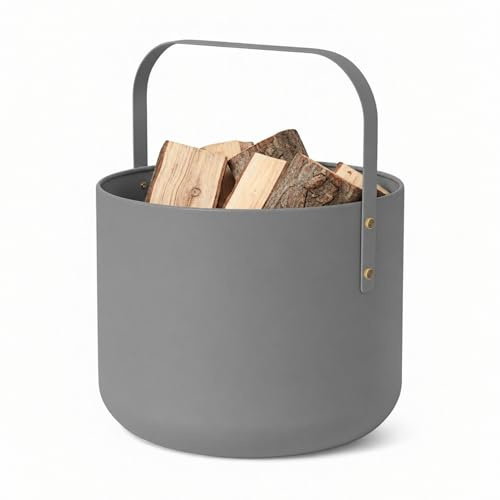Livlig53 - Cestino LIVLIG Design per legna da ardere in metallo, con manico, grande cestino per legna da ardere 36 x 44 cm, cestino per legna da ardere come accessorio per caminetto, cestino di