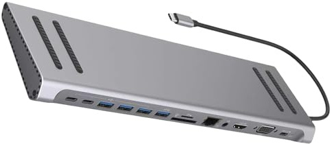 USB C Laptop Dockingstation 14 in 1 Multiports Adapter für Laptops HDMIs VGA Ethernet RJ45 3,5 mm USB Port Typ C Hubs