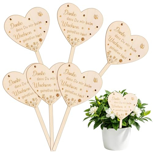 6 Stücke Holz Blumenstecker Danke Dass Du Mir Beim Wachsen Geholfen Hast Holzstecker Blumentopf Holzschild für Kita Kindergarten Abschiedsgeschenk Erzieherin Erzieher Danke Geschenk