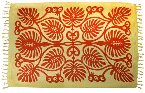 Simandra Sarong Pareo Wickelrock Wickeltuch Strandtuch Handtuch Stola Tuch Schal Badebekleidung 140x120 cm (Gelb-braun)