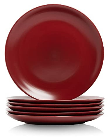 10 Strawberry Street WM-1-RED-6 Stoneware Wazee Matte Dinner Plate, Porcelain, Red