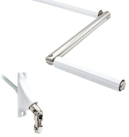 rolllra Kurbelstange mit Gelenklagerplatte (85 x 22mm, 90°) (weiß lackiert, 135cm)