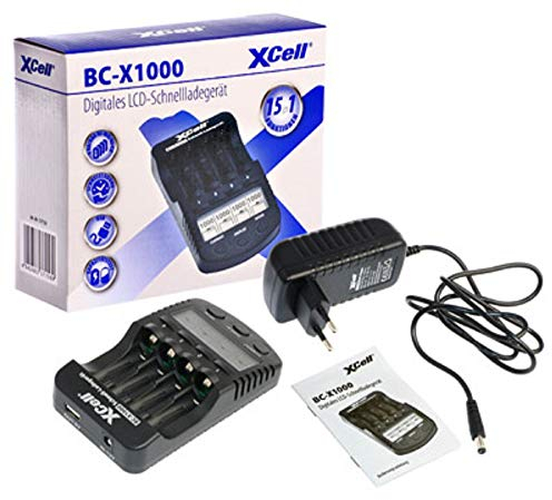 Schnellladegerät/LCD Anzeige/USB Anschluss/Refresh Funktion/Testfunktion BC-X1000 Universal LCD-Display 4 Schacht Plug Ladestation AA AAA NI-MH NI-Cd