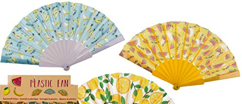 MC Trend 3er Set Hand-Fächer mit Früchte Motiv Lufterfrischer Gäste Geschenk-Idee Deko Bistro Cafe Zuhause Sommer-Party Geburtstag Zubehör Fasching