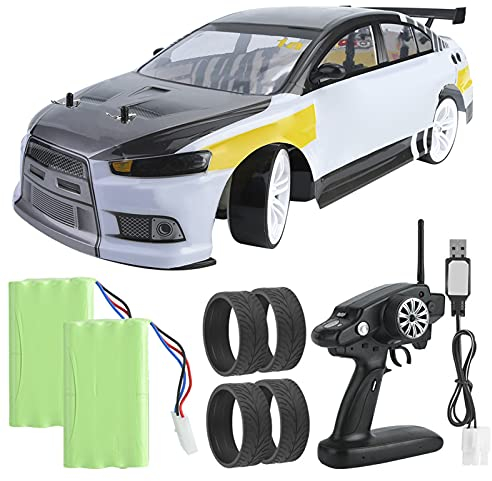 Dilwe Remote Control Racing Car, 2.4G RC High Speed Drift Car Double Battery Warehouse 1:10 RC Model Vehicle Toy(2pcs Batteries)