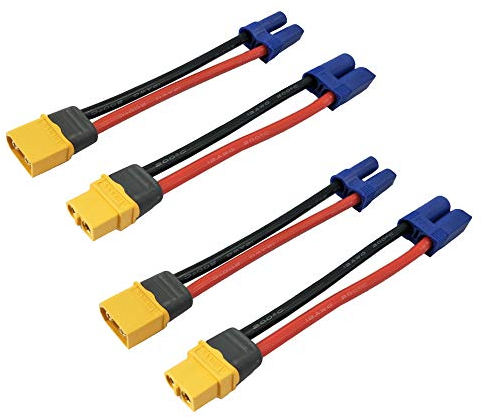Yiqigou 2 Paar Amass XT60H XT60 Männlich Weiblich Stecker Steckverbinder auf EC5 Männlich Weiblich Stecker Steckverbinder Adapter Kabel mit 12WAG Silikonkabel