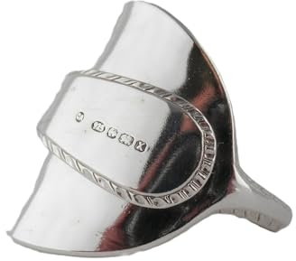 Handmade Vintage Heavy Bright Cut Sterling Silver Spoon Ring dated 2022