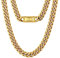 KRKC&CO 10mm Panzerkette 18K Gold plattiert Cuban Link Chains Edelstahl Panzerkette Halskette Miami kubanische Gliederkette für Herren Goldene Halskette Hip Hop Halskette für Männer Jungen Größe 51cm