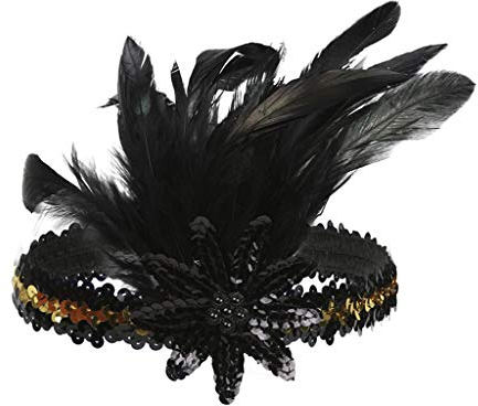 carol -1 Damen 1920s Stirnband Pfau Feder 20er Jahre Stil Flapper Haarband Inspiriert von Great Gatsby Damen Kostüm Accessoires, Damen Gatsby Kostüm Accessoires 20er Jahre Flapper Feder Haarband