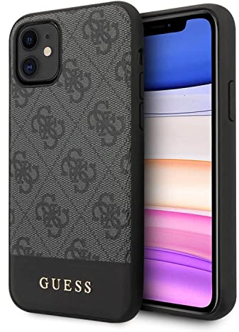 Guess Hülle Glitter 4G Stripe Collection für iPhone 11, grau, GUHCN61G4GLGR