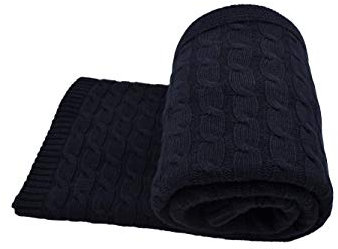 DALLE PIANE CASHMERE - Plaid a Treccia Misto Cashmere - Colore: Blu