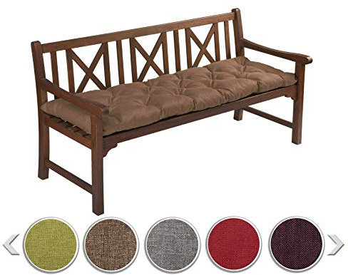 sunnypillow Bankauflage Outdoor - Bankkissen für Bank 200 x 50 cm - Sitzkissen für Hollywoodschaukel - Polsterauflage, Auflage für Gartenbank - Gartenkissen, Stuhlkissen für Gartenmöbel Braun