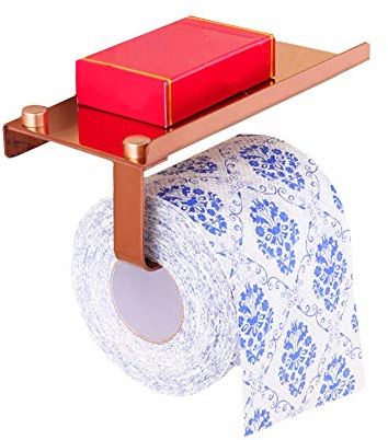 WPCASE Toilettenpapierhalter Ohne Bohren Edelstahl Klorollenhalter Toilettenpapierhalter Mit Ablage Wc Rollenhalter Rosegold