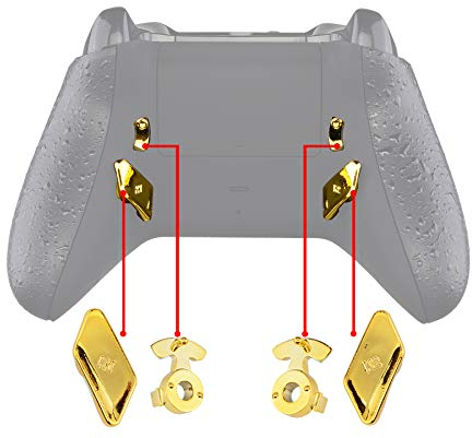 Chrome Gold Glossy Replacement Redesigned Back Buttons HK3 HK4 Trigger lock K1 K2 Paddles for eXtremeRate Xbox One S X Controller LOFTY Remap & Trigger Stop Kit